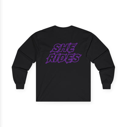 She Rides Long Sleeve Paars//Bikergirl Long Sleeve