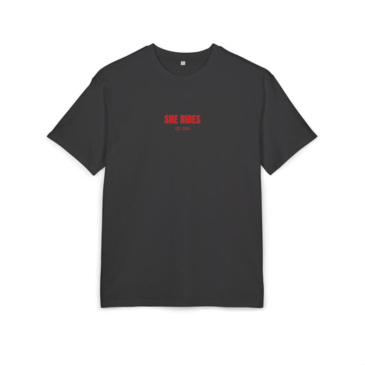 She Rides RideOrDie Oversized T-shirt Rood//Bikergirl T-shirt