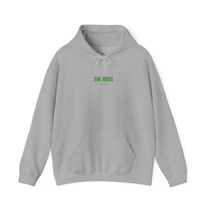 She Rides Basic Hoodie Groen//Bikergirl Hoodie