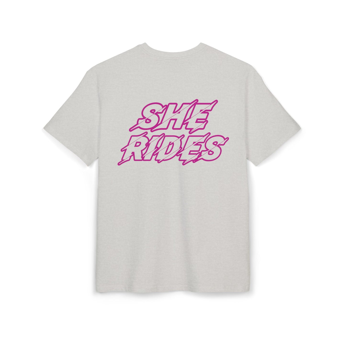 She Rides Oversized T-shirt Roze//Bikergirl T-shirt