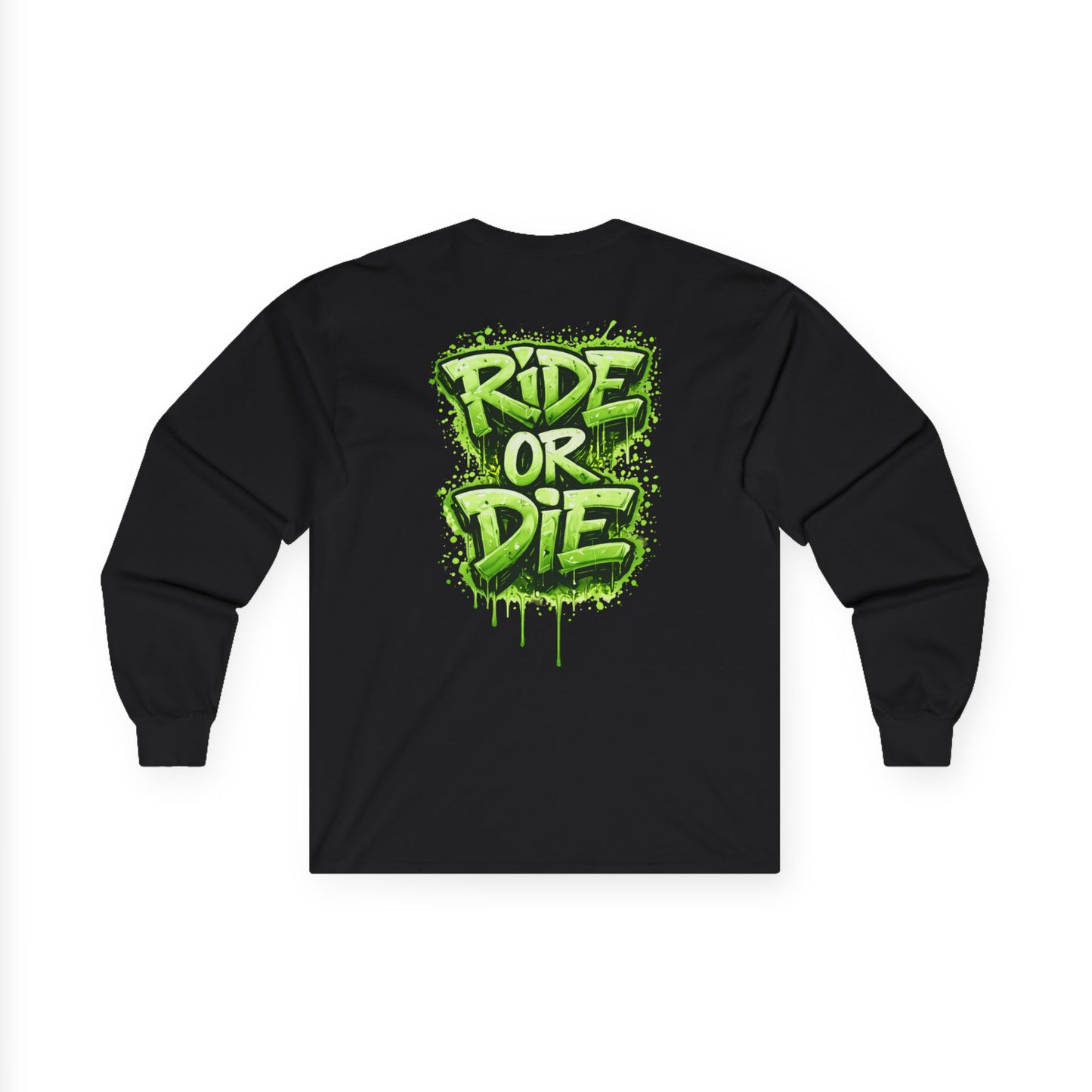 She Rides RideOrDie Long Sleeve Groen//Bikergirl Long Sleeve