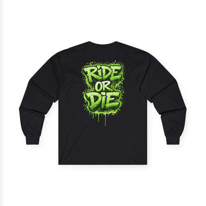 She Rides RideOrDie Long Sleeve Groen//Bikergirl Long Sleeve
