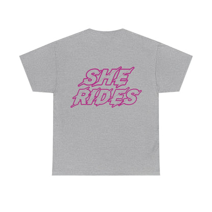 She Rides original T-shirt Roze//Bikergirl T-shirt