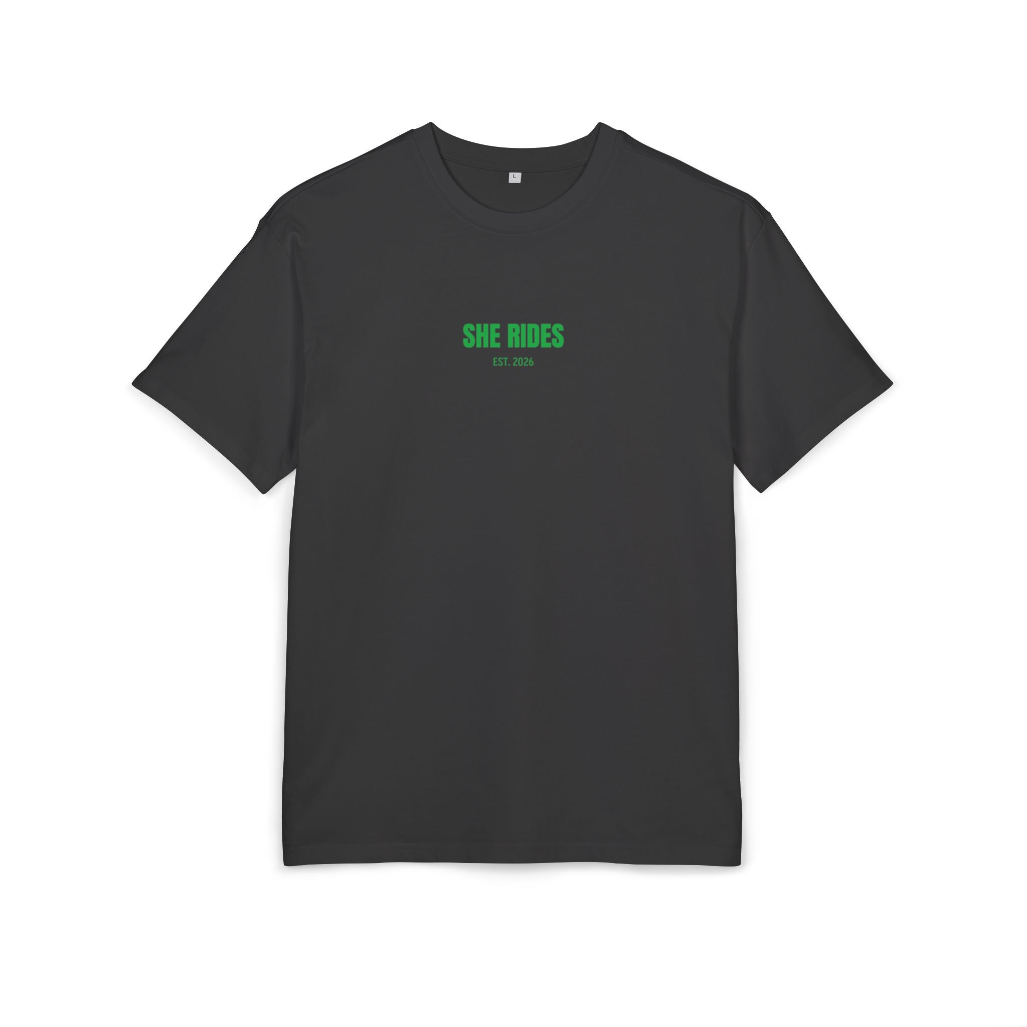She Rides RideOrDie Oversized T-shirt Groen//Bikergirl T-shirt