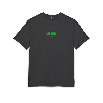 She Rides RideOrDie Oversized T-shirt Groen//Bikergirl T-shirt
