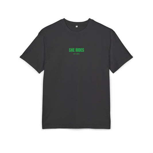 She Rides RideOrDie Oversized T-shirt Groen//Bikergirl T-shirt