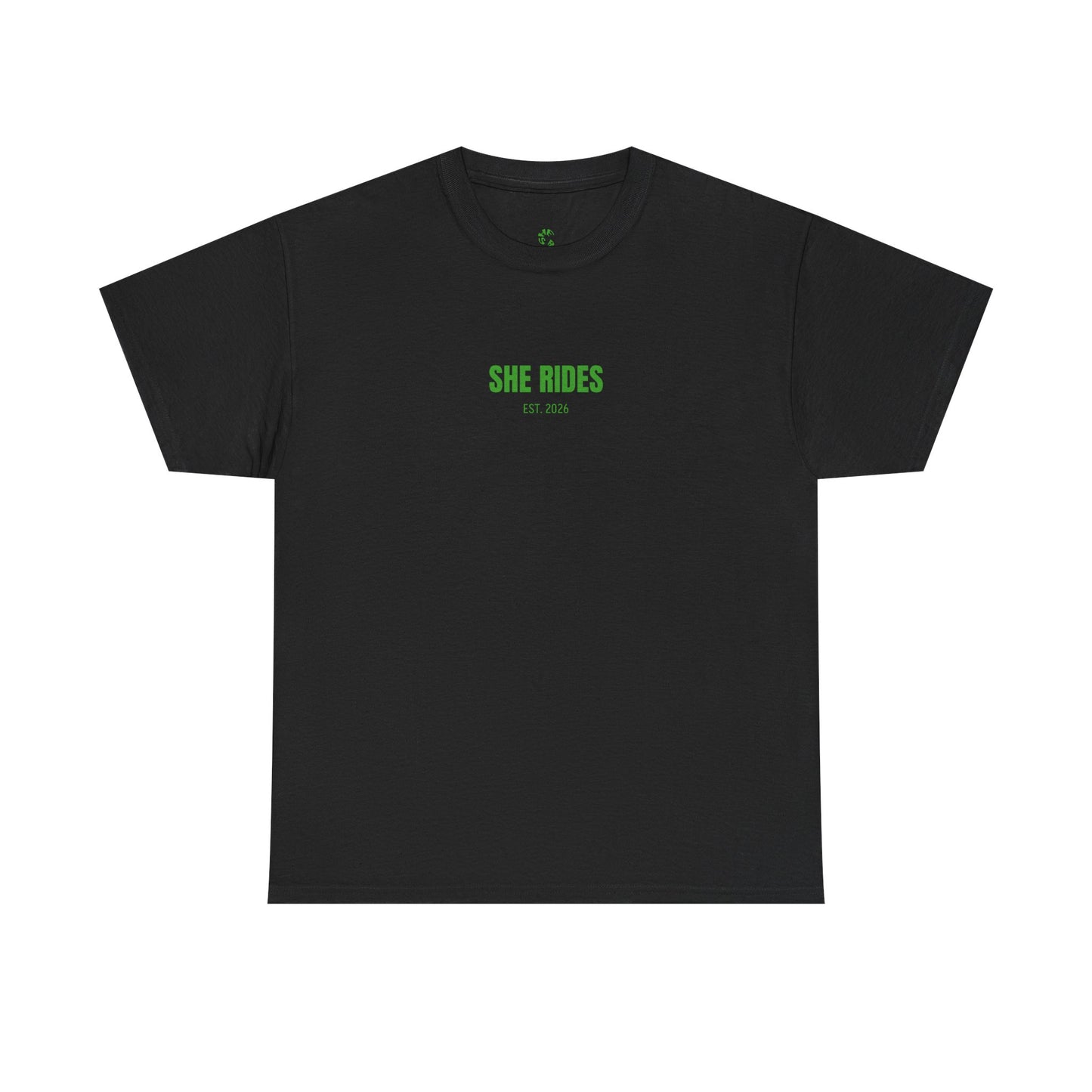 She Rides Basic T-shirt Groen//Bikergirl T-shirt