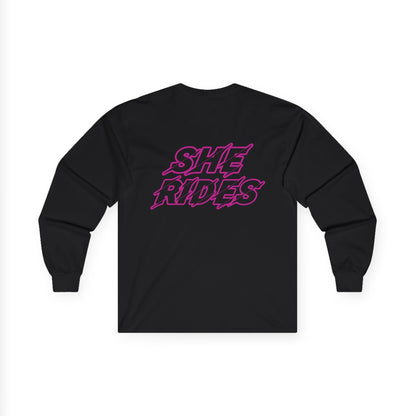 She Rides Long Sleeve Roze//Bikergirl Long Sleeve