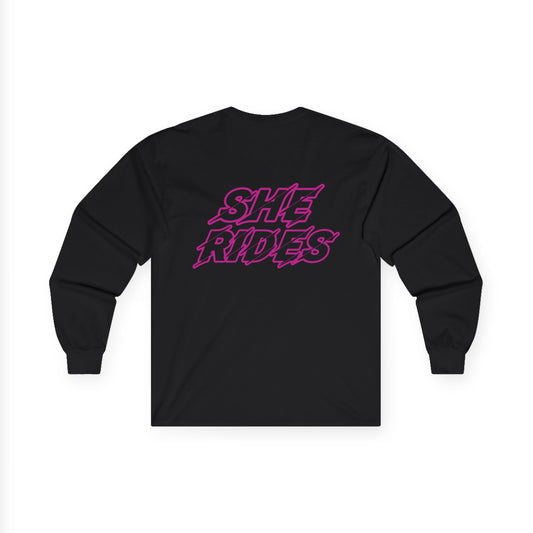 She Rides Long Sleeve Roze//Bikergirl Long Sleeve