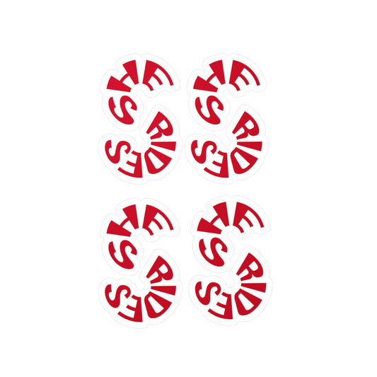Stickers She Rides logo Rood Kiss-Cut Vinyl