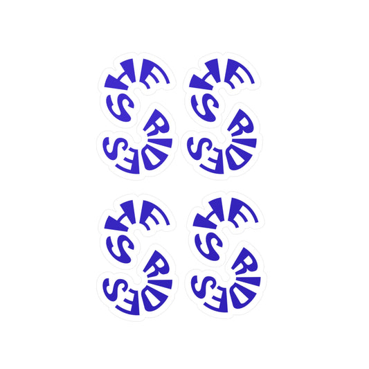 Stickers She Rides logo Blauw Kiss-Cut Vinyl