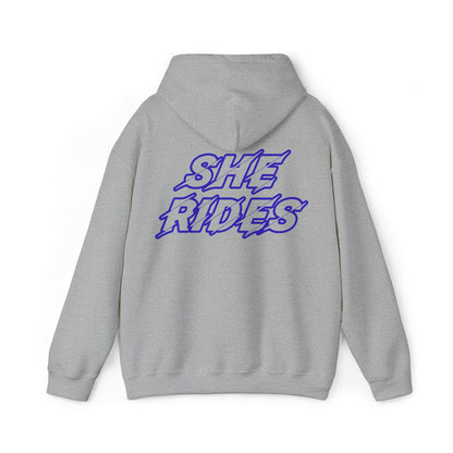 She Rides Original Hoodie Blauw//Bikergirl Hoodie