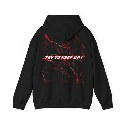 She Rides "try to keep up!" Lightning Hoodie  Rood//Bikergirl Hoodie