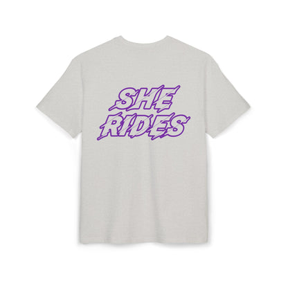 She Rides Oversized T-shirt Paars//Bikergirl T-shirt