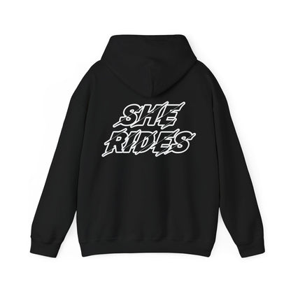 She Rides Original Hoodie Zwart&Wit//Bikergirl Hoodie