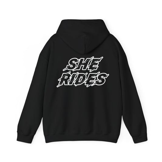 She Rides Original Hoodie Zwart&Wit//Bikergirl Hoodie