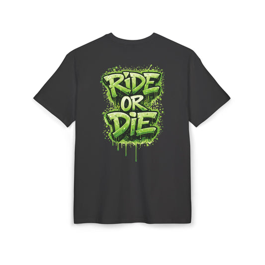 She Rides RideOrDie Oversized T-shirt Groen//Bikergirl T-shirt