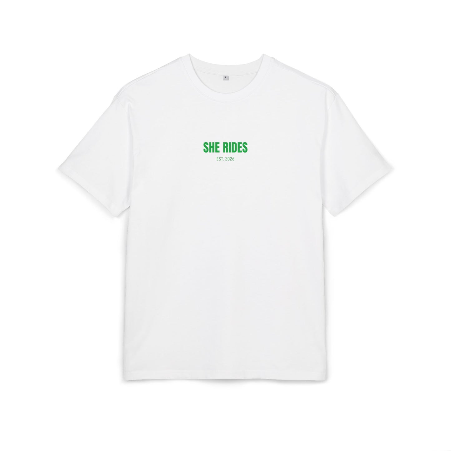 She Rides RideOrDie Oversized T-shirt Groen//Bikergirl T-shirt
