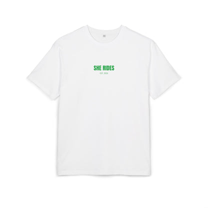She Rides RideOrDie Oversized T-shirt Groen//Bikergirl T-shirt