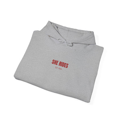 She Rides Basic Hoodie Rood//Bikergirl Hoodie