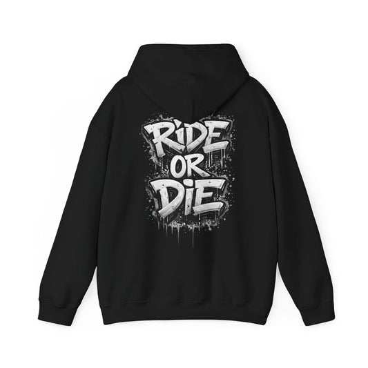 She Rides RideOrDie Hoodie Zwart&Wit//Bikergirl Hoodie