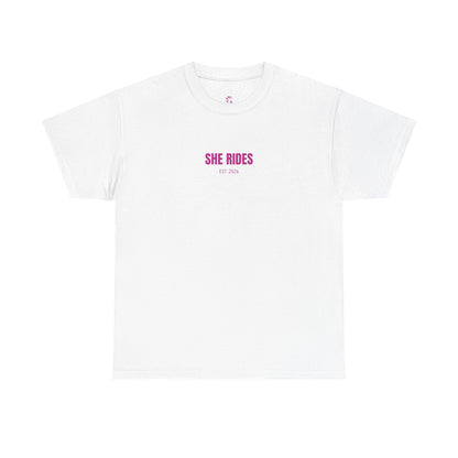 She Rides Basic T-shirt Roze//Bikergirl T-shirt