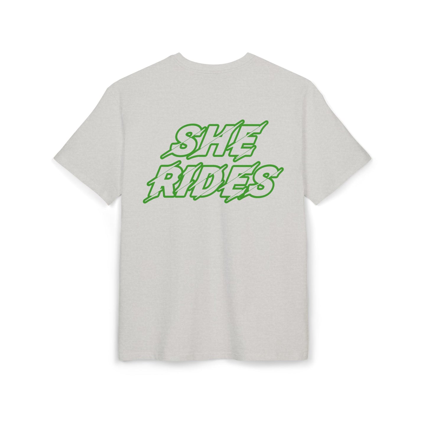 She Rides Oversized T-shirt Groen//Bikergirl T-shirt