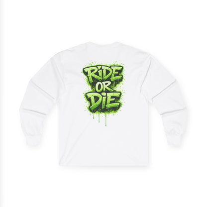 She Rides RideOrDie Long Sleeve Groen//Bikergirl Long Sleeve
