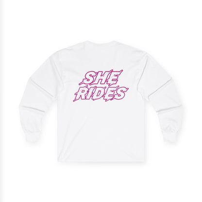She Rides Long Sleeve Roze//Bikergirl Long Sleeve