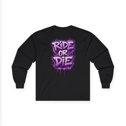 She Rides RideOrDie Long Sleeve Paars//Bikergirl Long Sleeve
