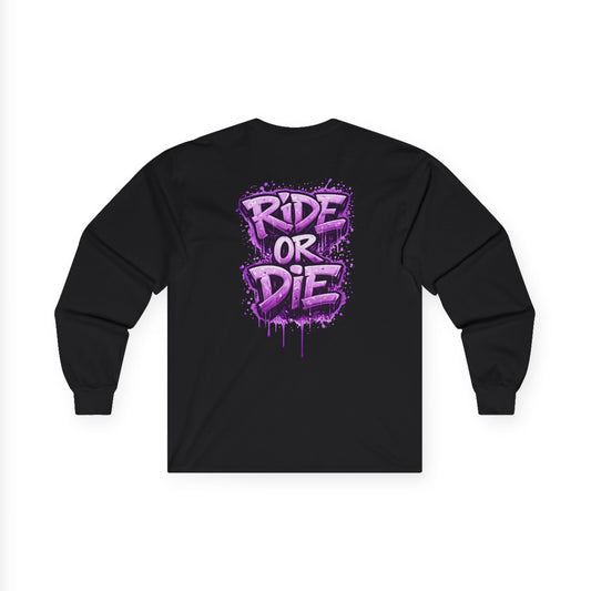 She Rides RideOrDie Long Sleeve Paars//Bikergirl Long Sleeve