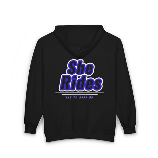 She Rides Vest Blauw//Bikergirl Zip Hoodie