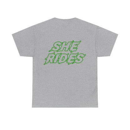 She Rides original T-shirt Groen//Bikergirl T-shirt