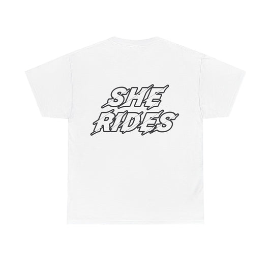 She Rides original T-shirt Zwart&Wit//Bikergirl T-shirt