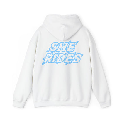 She Rides Original Hoodie Blauw//Bikergirl Hoodie