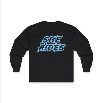 She Rides Long Sleeve Blauw//Bikergirl Long Sleeve