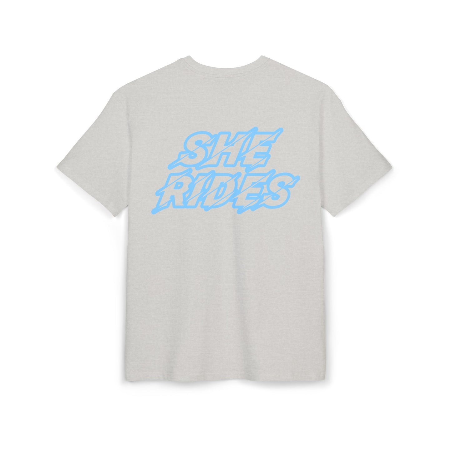 She Rides Oversized T-shirt Blauw//Bikergirl T-shirt