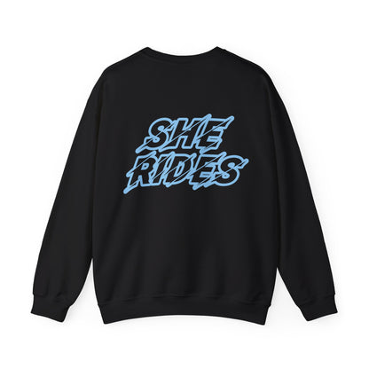 She Rides Original Sweater Blauw//Bikergirl Sweater