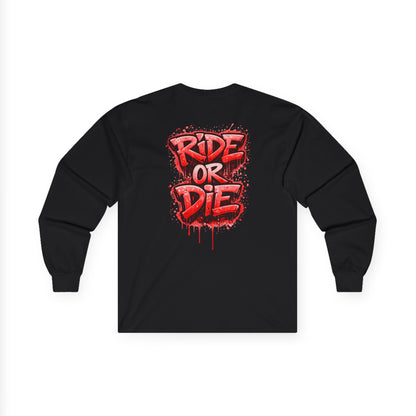 She Rides RideOrDie Long Sleeve Rood//Bikergirl Long Sleeve