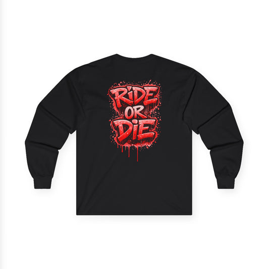 She Rides RideOrDie Long Sleeve Rood//Bikergirl Long Sleeve