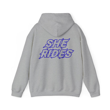 She Rides Original Hoodie Blauw//Bikergirl Hoodie