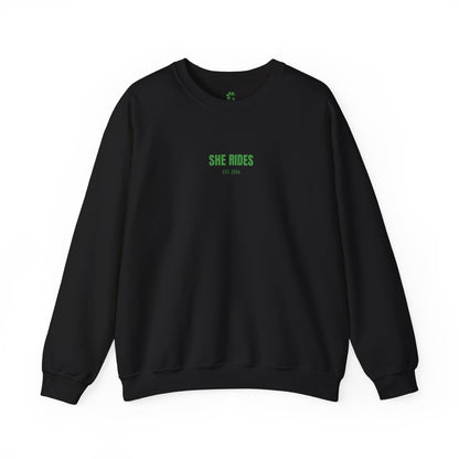 She Rides RideOrDie Sweater Groen//Bikergirl Sweater