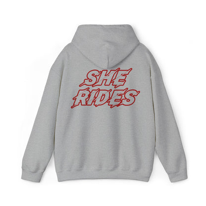 She Rides Original Hoodie Rood//Bikergirl Hoodie