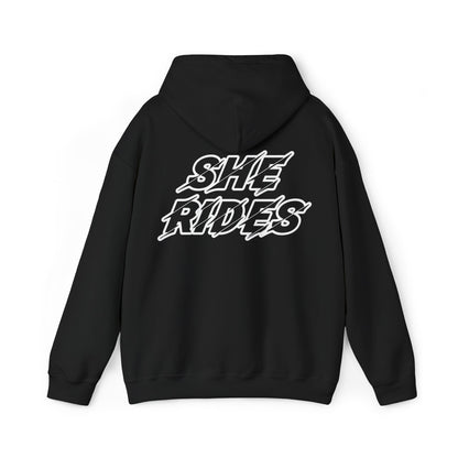 She Rides Original Hoodie Zwart&Wit//Bikergirl Hoodie