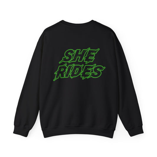 She Rides Original Sweater Groen//Bikergirl Sweater
