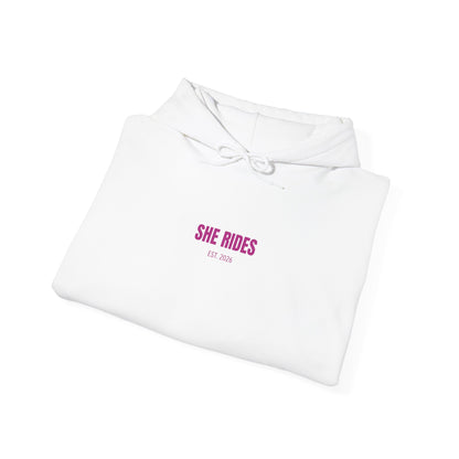 She Rides Basic Hoodie Roze//Bikergirl Hoodie