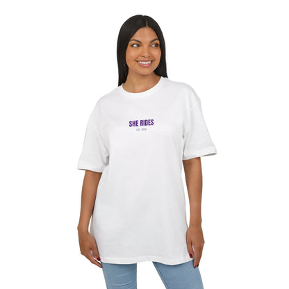 She Rides RideOrDie Oversized T-shirt Paars//Bikergirl T-shirt