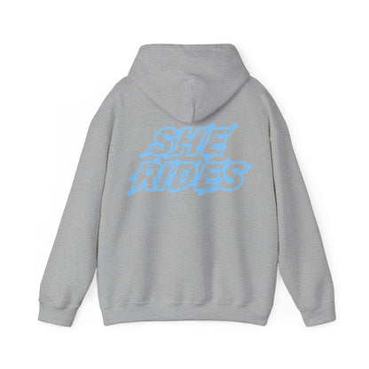 She Rides Original Hoodie Blauw//Bikergirl Hoodie