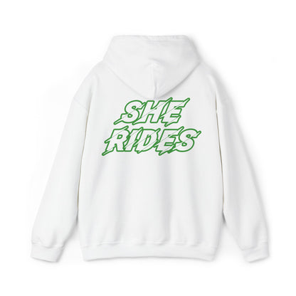She Rides Original Hoodie Groen//Bikergirl Hoodie