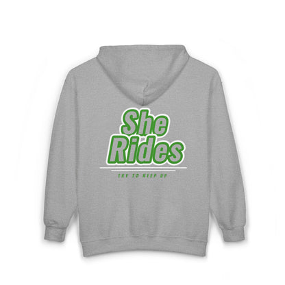 She Rides Vest Groen//Bikergirl Zip Hoodie
